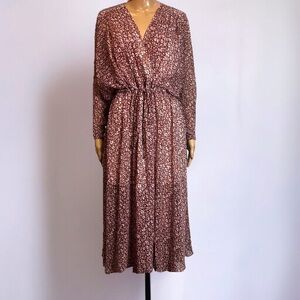 Ted Baker London Printed Blouson Batwing Draped Midi Dress FLAWED READ